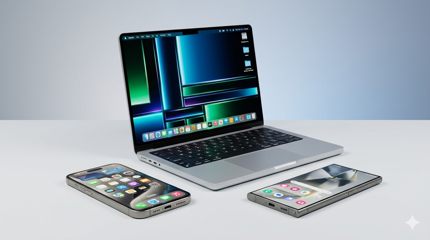 laptop + Iphone + Andriod